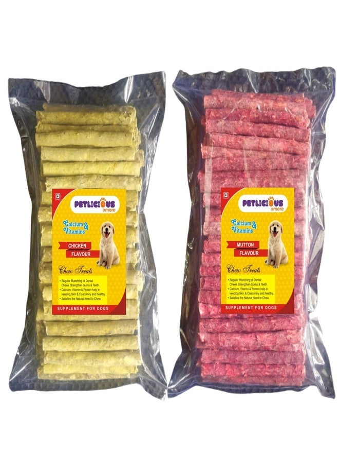 PETLICIOUS & MORE عرض كومبو من عصي مضغ الكلاب من بيتليشوس آند مور، مكملات غذائية للحيوانات (نكهة الدجاج 500 جم + نكهة لحم الضأن 500 جم) - Image 1